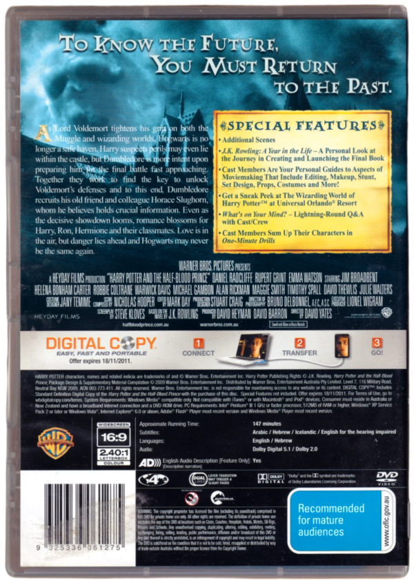 Harry Potter And The Half Blood Prince DVD