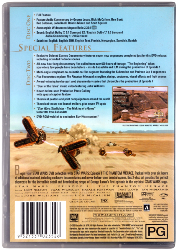 Star Wars Episode 1: The Phantom Menance DVD (2001 Release)